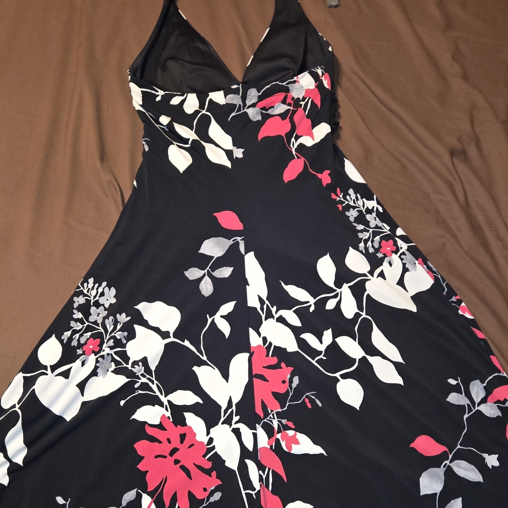 Floral Black and Red Women's Dress